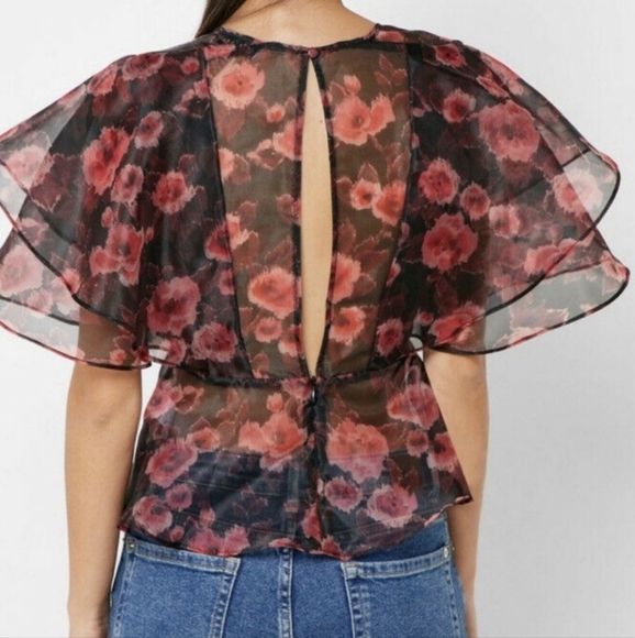 Floral Sheer Blouse Luxury Business Casual Business Wear Party Wedding - Picture 11 of 15